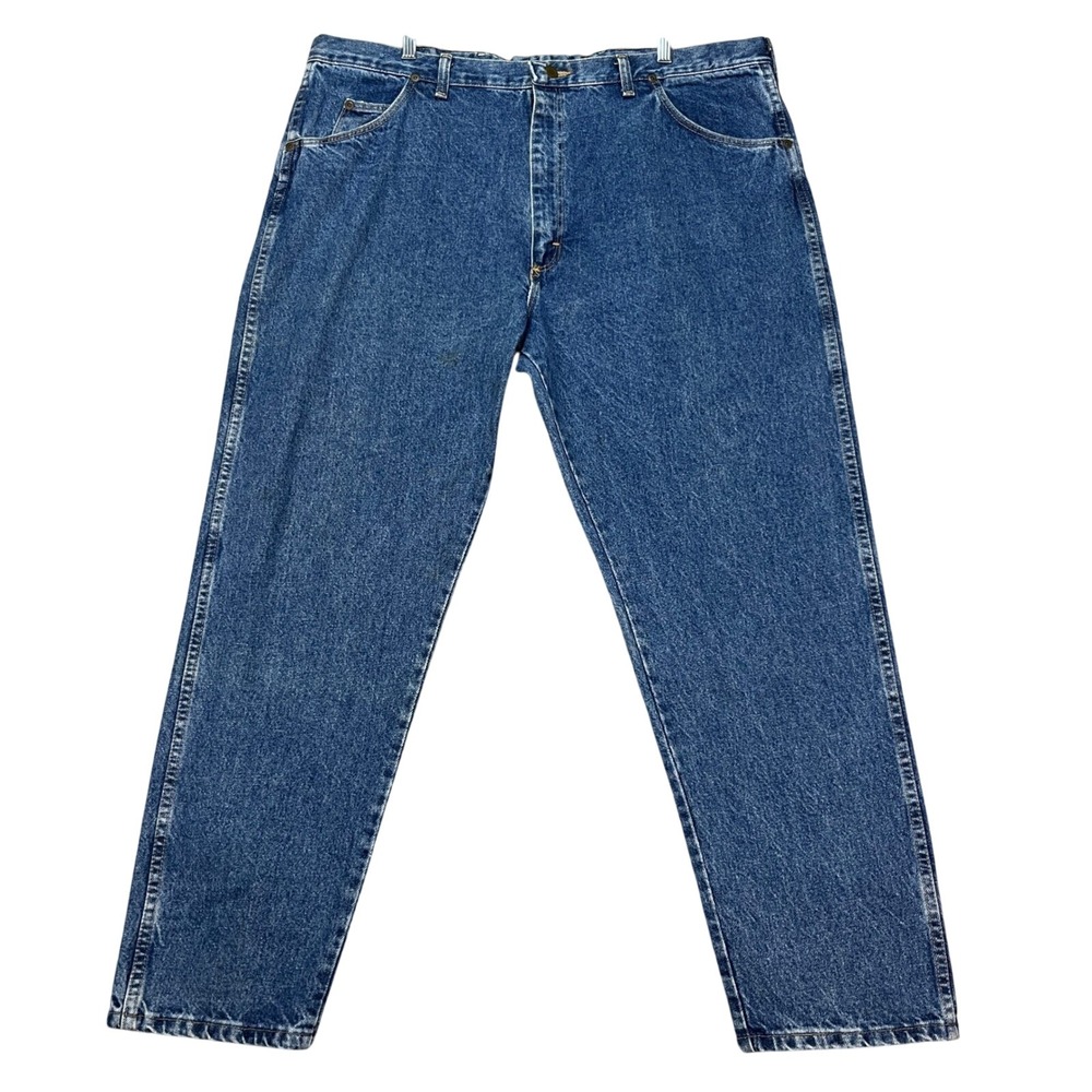 Wrangler Men's Blue Denim Jeans 42x30 Regular Fit Straight Leg Classic Workwear